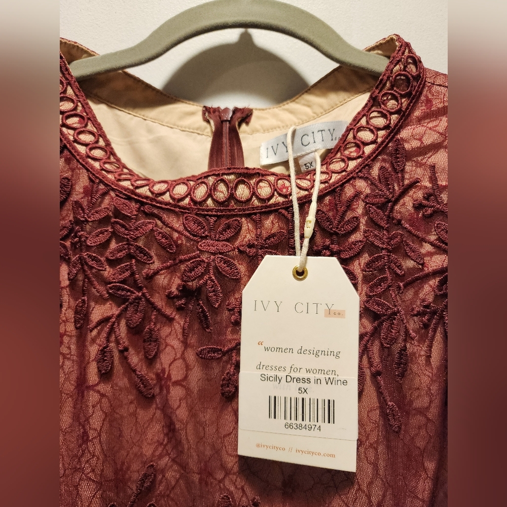Elegant Wine Lace Dress - Picture 2 of 6